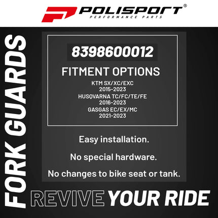 Polisport OEM‑Quality Fork Guards – White – Durable Gloss Polypropylene – Direct Replacement for KTM/Husqvarna Off‑Road Models – Part #8398600012