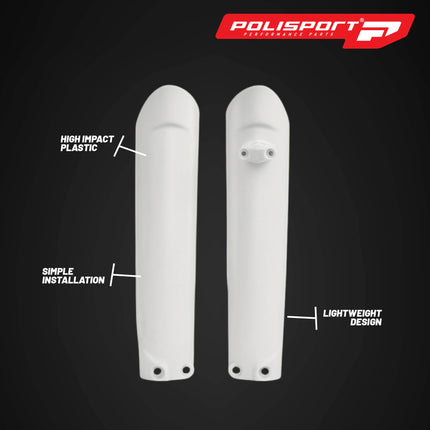 Polisport OEM‑Quality Fork Guards – White – Durable Gloss Polypropylene – Direct Replacement for KTM/Husqvarna Off‑Road Models – Part #8398600012