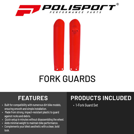 Polisport Fork Guards for GasGas EX/F 2022-2023, EC/F/MC/F 2021-2023, Durable Plastic Motorcycle Fork Protectors, Red