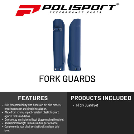 Polisport Fork Guards for Husqvarna TE/FE 2016-2023 | Blue Durable Polypropylene Enduro Bike Fork Protectors, OEM-Quality Replica