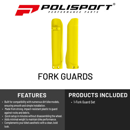 Polisport Fork Guards for Husqvarna TE/FE 2016-2023 | Yellow Durable Polypropylene Enduro Bike Fork Protectors, OEM-Quality Replica