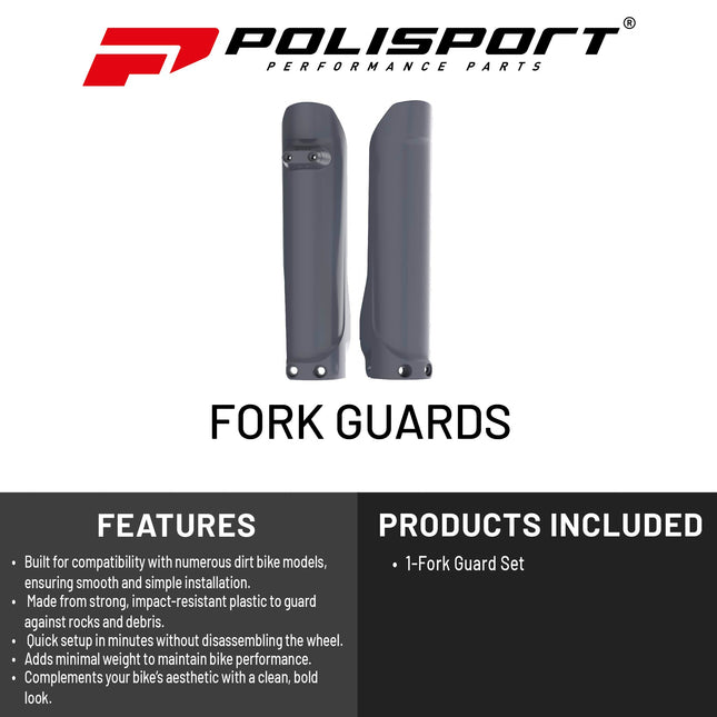 Polisport Fork Guards for Husqvarna TE/FE 2016-2023 | Nardo Grey Durable Polypropylene Enduro Bike Fork Protectors, OEM-Quality Replica