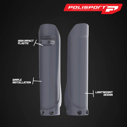 Polisport Fork Guards for Husqvarna TE/FE 2016-2023 | Nardo Grey Durable Polypropylene Enduro Bike Fork Protectors, OEM-Quality Replica