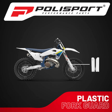 Polisport Fork Guards for Husqvarna TE/FE 2016-2023 | White Durable Polypropylene Enduro Bike Fork Protectors, OEM-Quality Replica