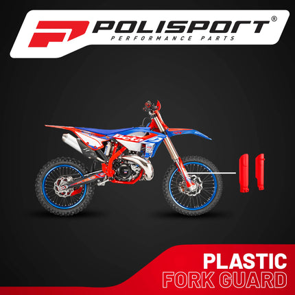 Polisport Full Wrap Fork Guards for Beta RR 125/200/250/300 2T 2019-2026 | High-Impact Polypropylene, OEM Fit, Red, Durable Enduro Fork Protection