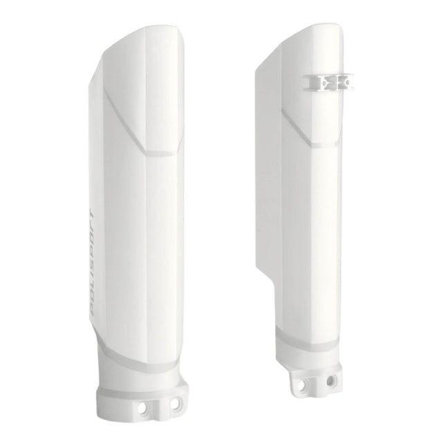 Polisport Full Wrap Fork Guards for Beta RR 125/200/250/300 2T 2019-2026 | High-Impact Polypropylene, OEM Fit, White, Durable Enduro Fork Protection