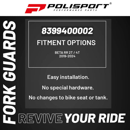 Polisport Full Wrap Fork Guards for Beta RR 125/200/250/300 2T 2019-2026 | High-Impact Polypropylene, OEM Fit, White, Durable Enduro Fork Protection
