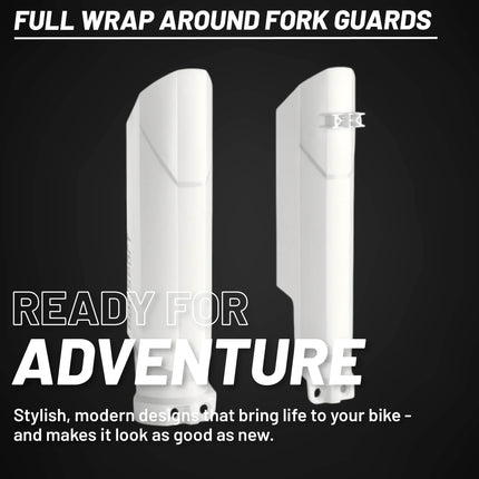 Polisport Full Wrap Fork Guards for Beta RR 125/200/250/300 2T 2019-2026 | High-Impact Polypropylene, OEM Fit, White, Durable Enduro Fork Protection