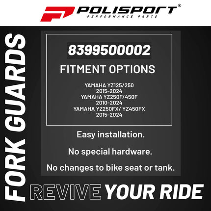 Polisport Full Wrap Fork Guards for Yamaha YZ250F/YZ450F 2016-2021, YZ125/250 2015-2021, YZ250FX/YZ450FX 2016-2021 - Durable 360