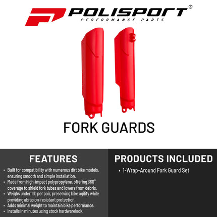 Polisport Fork Guard FWA for Honda CRF250R/450R/RX 2019-2024 | High-Impact Polypropylene, OEM Fit, Red, Full Wrap Motocross Fork Protection