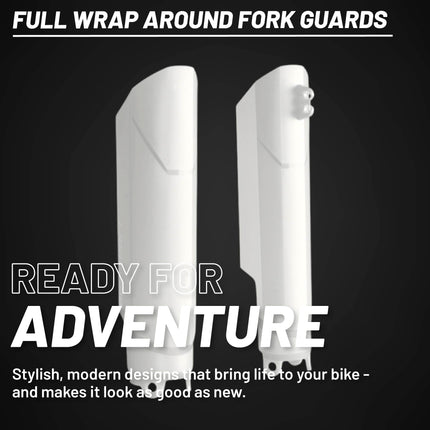 Polisport Fork Guard FWA for Honda CRF250R/450R/RX 2019-2024 | High-Impact Polypropylene, OEM Fit, White, Full Wrap Motocross Fork Protection