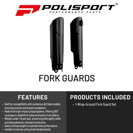 Polisport Fork Guard FWA for Honda CRF250R/450R/RX 2019-2024 | High-Impact Polypropylene, OEM Fit, Black, Full Wrap Motocross Fork Protection