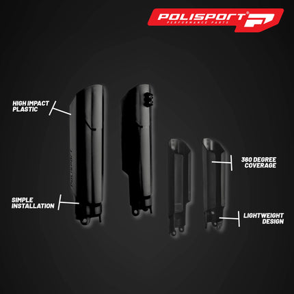 Polisport Fork Guard FWA for Honda CRF250R/450R/RX 2019-2024 | High-Impact Polypropylene, OEM Fit, Black, Full Wrap Motocross Fork Protection