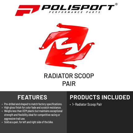 Polisport Radiator Scoops - Red Panels for Honda CRF 450R (2005-2008) - OEM Fit, Glossy Finish, Lightweight & Impact-Resistant, Easy Installation