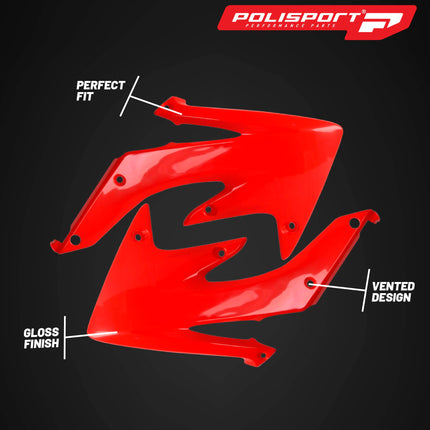 Polisport Radiator Scoops - Red Panels for Honda CRF 450R (2005-2008) - OEM Fit, Glossy Finish, Lightweight & Impact-Resistant, Easy Installation