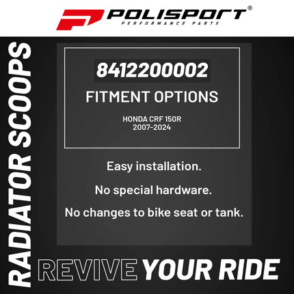 Polisport Radiator Scoops - White Panels for Honda CRF 150R (2007-2024) - OEM Fit, Glossy Finish, Lightweight & Impact-Resistant, Easy Installation