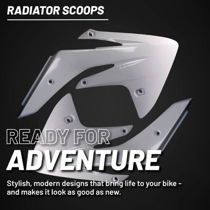 Polisport Radiator Scoops - White Panels for Honda CRF 150R (2007-2024) - OEM Fit, Glossy Finish, Lightweight & Impact-Resistant, Easy Installation