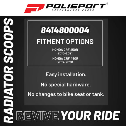 Polisport Radiator Scoops - Red Panels for Honda CRF 250R (2018-2021), Honda CRF 450R (2017-2020) - OEM Fit, Glossy Finish, Lightweight & Impact-Resistant, Easy Installation