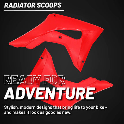 Polisport Radiator Scoops - Red Panels for Honda CRF 250R (2018-2021), Honda CRF 450R (2017-2020) - OEM Fit, Glossy Finish, Lightweight & Impact-Resistant, Easy Installation