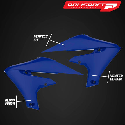 Polisport Radiator Scoops Blue Panels for Yamaha YZ 250FX/WR 250F (2020-24) YZ 450F (2018-22)  WR 450F (2019-24)  YZ 250F/450FX/WR 450F (2019-23) OEM Fit, Glossy Finish, Lightweight & Impact-Resistant