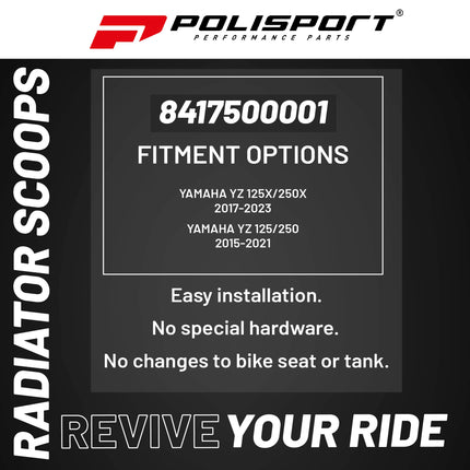 Polisport Radiator Scoops - Blue Panels for Yamaha YZ 125X/250X (2017-2023) Yamaha YZ 125/250 (2015-2021) - OEM Fit, Glossy Finish, Lightweight & Impact-Resistant, Easy Installation