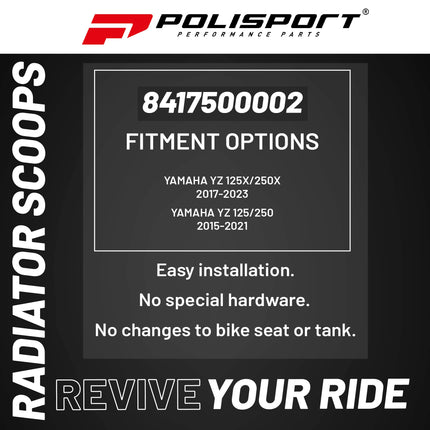 Polisport Radiator Scoops - White Panels for Yamaha YZ 125X/250X (2017-2023) Yamaha YZ 125/250 (2015-2021) - OEM Fit, Glossy Finish, Lightweight & Impact-Resistant, Easy Installation