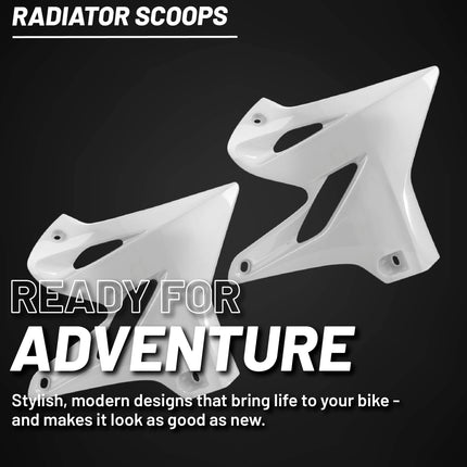 Polisport Radiator Scoops - White Panels for Yamaha YZ 125X/250X (2017-2023) Yamaha YZ 125/250 (2015-2021) - OEM Fit, Glossy Finish, Lightweight & Impact-Resistant, Easy Installation