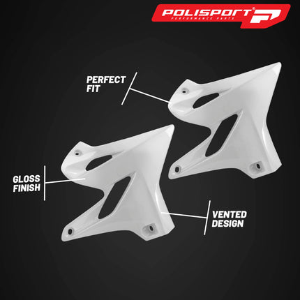 Polisport Radiator Scoops - White Panels for Yamaha YZ 125X/250X (2017-2023) Yamaha YZ 125/250 (2015-2021) - OEM Fit, Glossy Finish, Lightweight & Impact-Resistant, Easy Installation