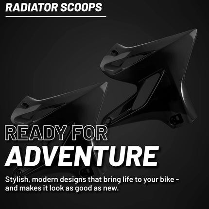 Polisport Radiator Scoops - Black Panels for Yamaha YZ 125X/250X (2017-2023) Yamaha YZ 125/250 (2015-2021) - OEM Fit, Glossy Finish, Lightweight & Impact-Resistant, Easy Installation