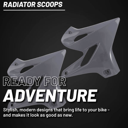Polisport Radiator Scoops - Nardo Grey Panels for Yamaha YZ 125X/250 (2002-2021) - OEM Fit, Glossy Finish, Lightweight & Impact-Resistant, Easy Installation