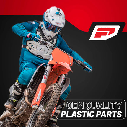 Polisport Radiator Scoops  - Nardo Gray/Black Panels for KTM 125/150/250/300/350/450 (2017-2019) - OEM Fit, Glossy Finish, Lightweight & Impact-Resistant, Easy Installation
