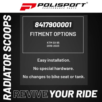 Polisport Radiator Scoops - Orange/Black Panels for KTM SX 65 (2016-2023) - OEM Fit, Glossy Finish, Lightweight & Impact-Resistant, Easy Installation