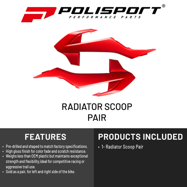 Polisport Radiator Scoops - Red Panels for GasGas MC 65 (2021-2023) - OEM Fit, Glossy Finish, Lightweight & Impact-Resistant, Easy Installation
