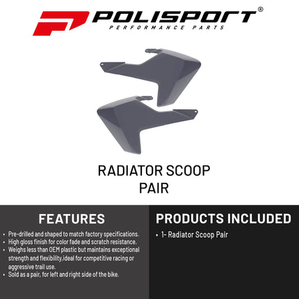 Polisport Radiator Scoops - Nardo Grey Panels for Husqvarna FC/TC/FE/TE/FX/TX (2016-2018) - OEM Fit, Glossy Finish, Lightweight & Impact-Resistant, Easy Installation