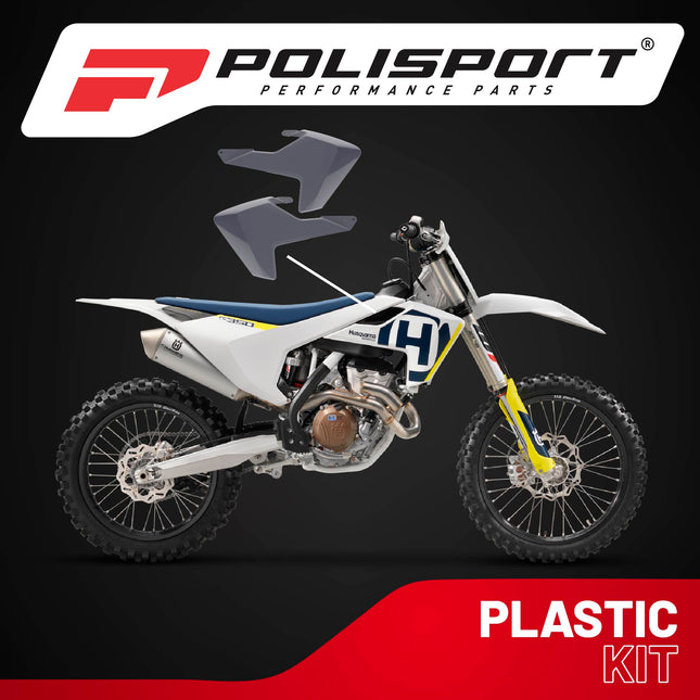Polisport Radiator Scoops - Nardo Grey Panels for Husqvarna FC/TC/FE/TE/FX/TX (2016-2018) - OEM Fit, Glossy Finish, Lightweight & Impact-Resistant, Easy Installation