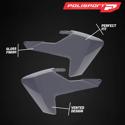 Polisport Radiator Scoops - Nardo Grey Panels for Husqvarna FC/TC/FE/TE/FX/TX (2016-2018) - OEM Fit, Glossy Finish, Lightweight & Impact-Resistant, Easy Installation