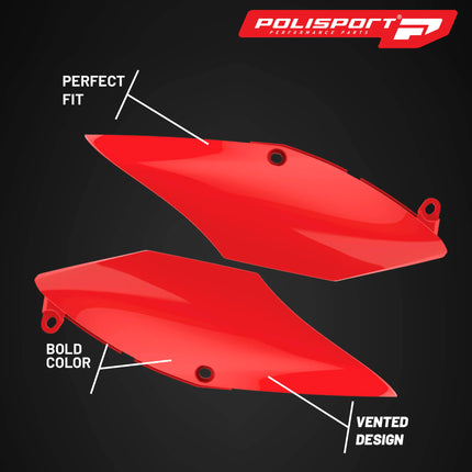Polisport Motocross (MX) Replica Plastics Side Panels for Honda CRF 250R (2018-21),250RX (2019-21),450R/RX (2017-20) Dirt Bike - OEM Quality, Durable, Flexible & Perfect Fit - Red