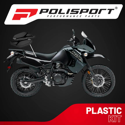 Polisport Motocross (MX) Replica Plastics Side Panels for Kawasaki KLR 650 (2008-18) Dirt Bike - OEM Quality, Durable, Flexible & Perfect Fit - Black