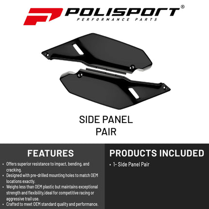 Polisport Motocross (MX) Replica Plastics Side Panels for Kawasaki KLR 650 (2008-18) Dirt Bike - OEM Quality, Durable, Flexible & Perfect Fit - Black