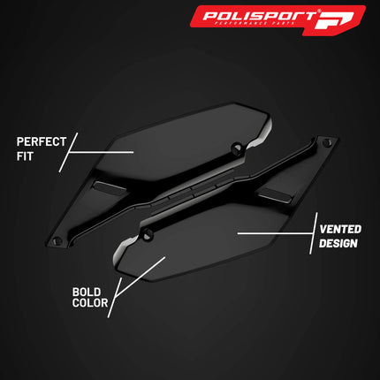 Polisport Motocross (MX) Replica Plastics Side Panels for Kawasaki KLR 650 (2008-18) Dirt Bike - OEM Quality, Durable, Flexible & Perfect Fit - Black