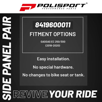 Polisport Motocross (MX) Replica Plastics Side Panels for GasGas EC 250/300 (2018-20), Rieju MR 200/250/300 (2021-26) Dirt Bike - OEM Quality, Durable, Flexible & Perfect Fit - White