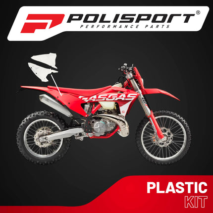 Polisport Motocross (MX) Replica Plastics Side Panels for GasGas EC 250/300 (2018-20), Rieju MR 200/250/300 (2021-26) Dirt Bike - OEM Quality, Durable, Flexible & Perfect Fit - White