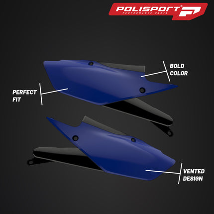 Polisport Motocross (MX) Replica Plastics Side Panels for Yamaha YZ 250FX/WR 250F (20-24), Side Panels Yamaha YZ 450F/FX/WR450F (18-24) Dirt Bike - OEM Quality, Durable, Flexible & Perfect Fit - Bl/Blk