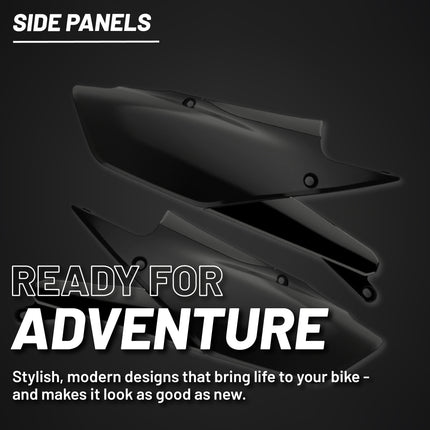 Polisport Motocross (MX) Replica Plastics Side Panels for Yamaha YZ 250FX/WR 250F (20-24), Side Panels Yamaha YZ 450F/FX/WR450F (18-24) Dirt Bike - OEM Quality, Durable, Flexible & Perfect Fit - Black