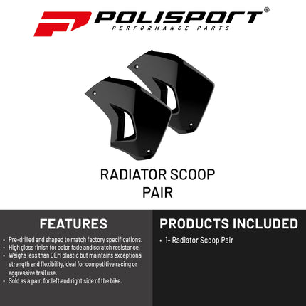 Polisport Radiator Scoops - Black Panels for Kawasaki KLR 650 Right (2008-2018) - OEM Fit, Glossy Finish, Lightweight & Impact-Resistant, Easy Installation