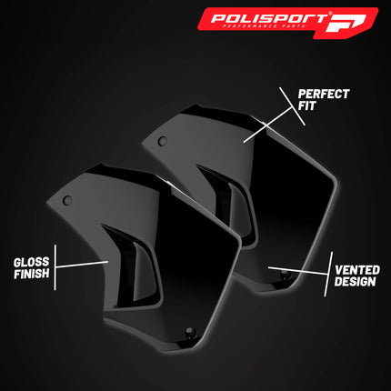 Polisport Radiator Scoops - Black Panels for Kawasaki KLR 650 Right (2008-2018) - OEM Fit, Glossy Finish, Lightweight & Impact-Resistant, Easy Installation