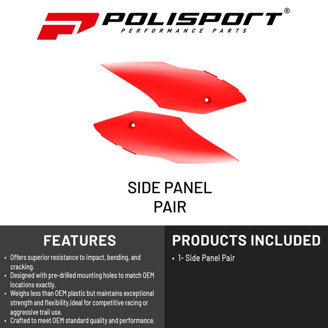 Polisport Motocross (MX) Restyling Side Panels for Honda CR125R (2002-2007) Dirt Bike - OEM Quality, Durable, Flexible & Perfect Fit - Red