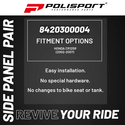 Polisport Motocross (MX) Restyling Side Panels for Honda CR125R (2002-2007) Dirt Bike - OEM Quality, Durable, Flexible & Perfect Fit - Red