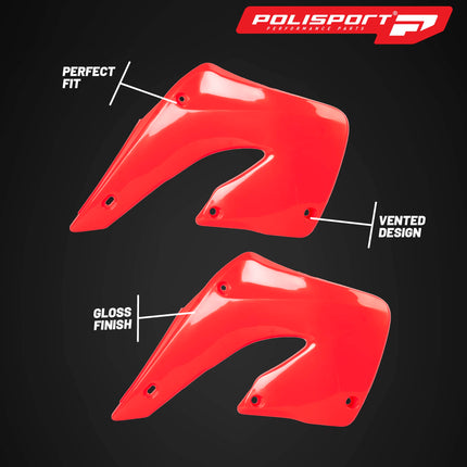 Polisport Radiator Scoops - Red Panels for Honda CR 125/250R (2000-2001) - OEM Fit, Glossy Finish, Lightweight & Impact-Resistant, Easy Installation