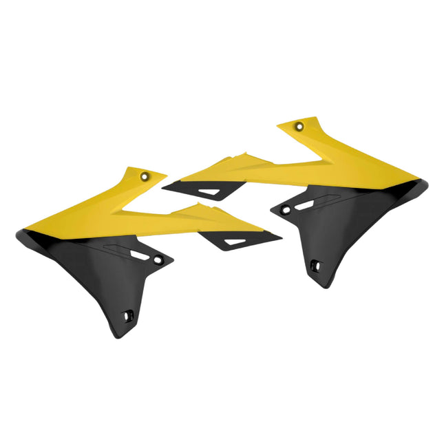 Polisport Radiator Scoops - Yellow/Black Panels for Suzuki RMZ 450 (2018-2025) Suzuki RMZ 250 (2019-2025)- OEM Fit, Glossy Finish, Lightweight & Impact-Resistant, Easy Installation